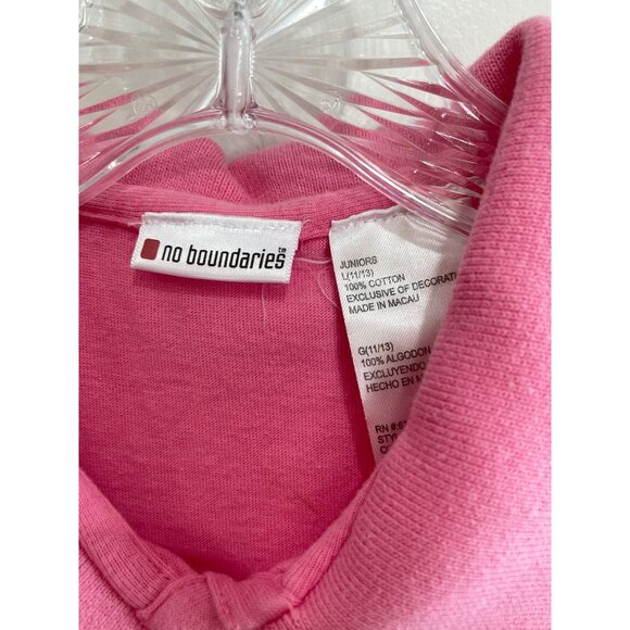Y2K No Boundaries Polo Shirt Juniors L(11-12) Pink Fitted Heart Embroidery - Picture 4 of 7